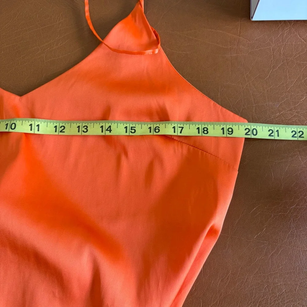 The Drop Ana Orange Midi Slip Dress XL Side Slit Minimalist